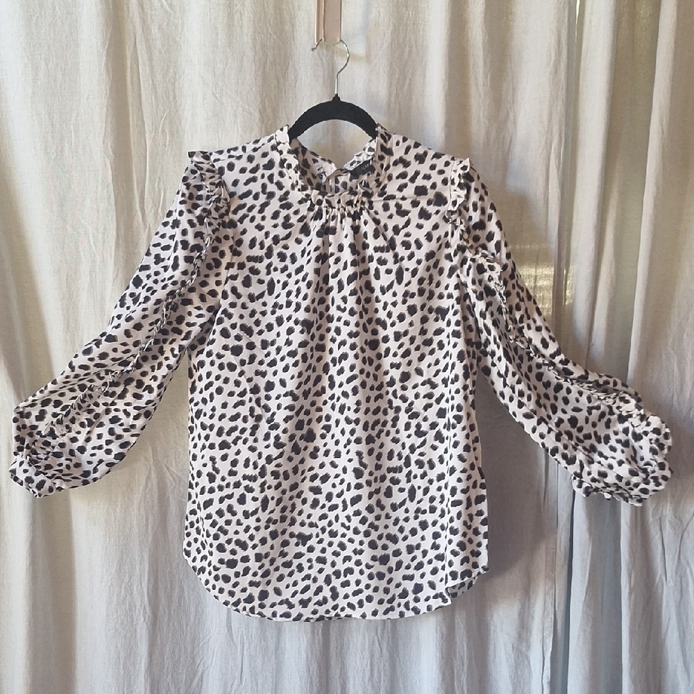 J. Crew Black and White Leopard Print Blouse